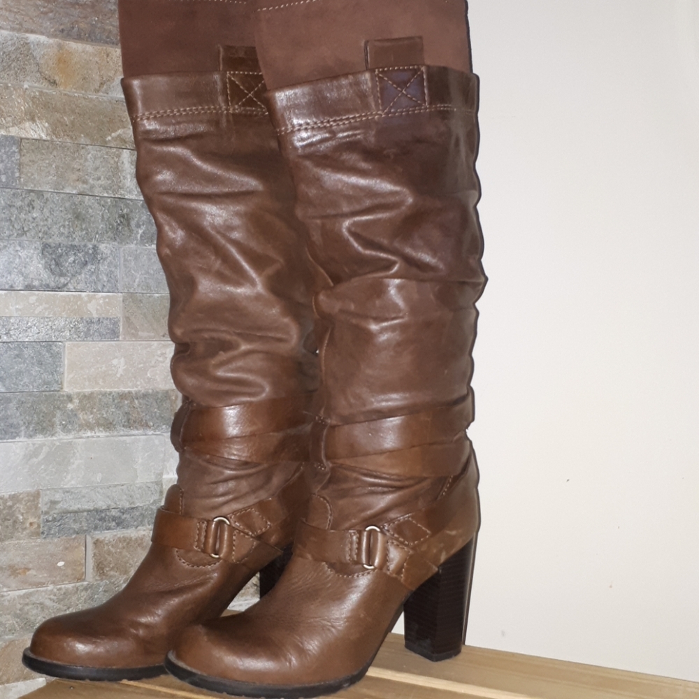 Leather and suede boots